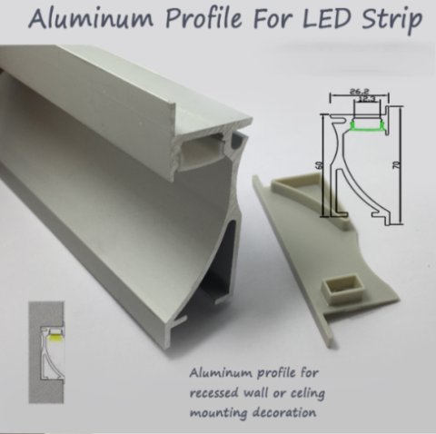 R2u - 023 profil LED en aluminium anodisé 6063 profil LED en aluminium extrudé SMD bande lumineuse canal de dissipation de chaleur pour une durée de vie prolongée installation intégrée couloir d'hôtel profil LED d'éclairage
